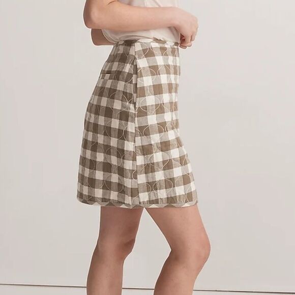 Madewell -1919 Quilted Flannel Mini Skirt in Gingham Check NWT size 6 - Picture 2 of 12